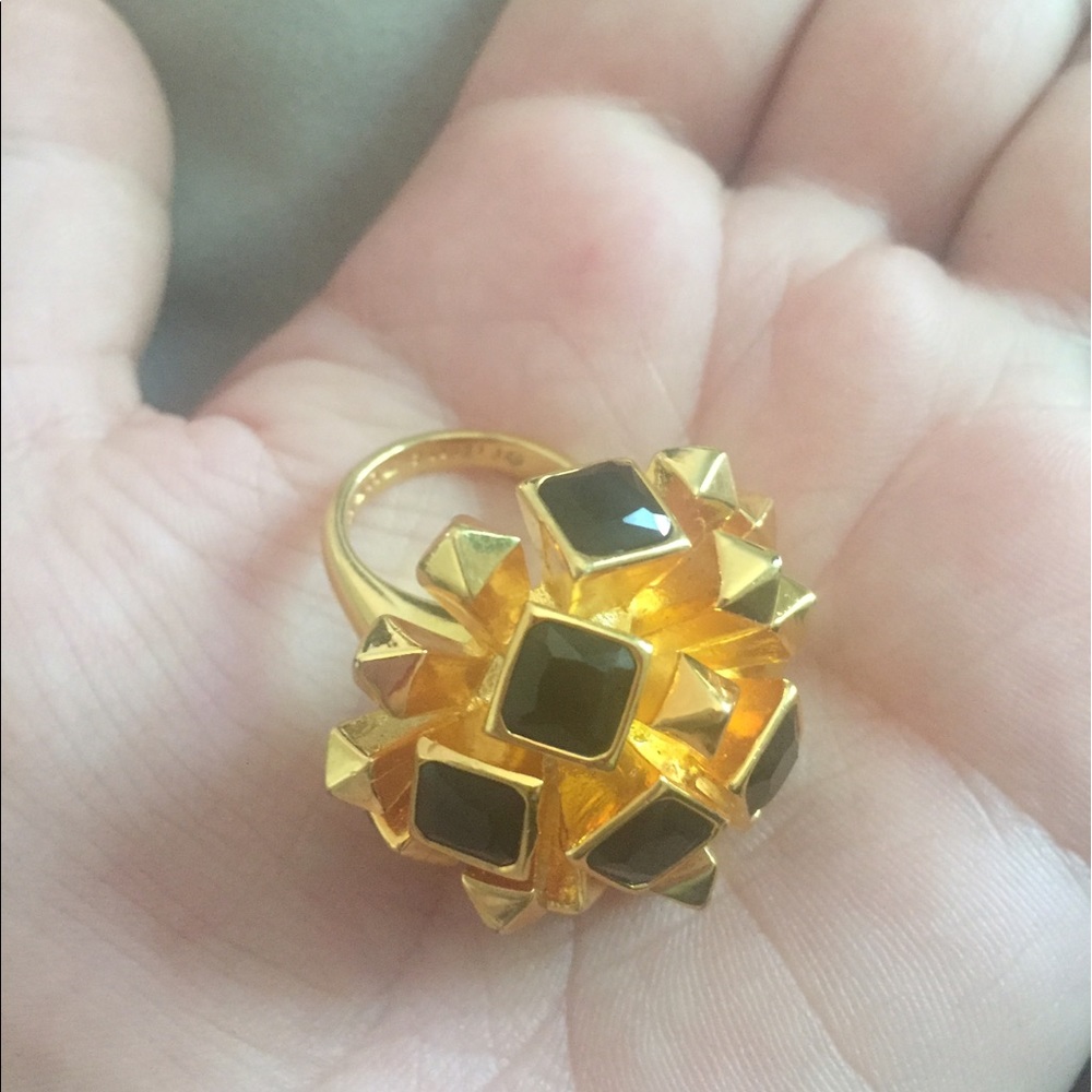 Trina Turk large cocktail ring. Black and Gold