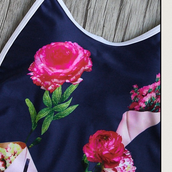 ๐HP๐Navy Floral Padded Halter 1 Piece - Picture 7 of 8