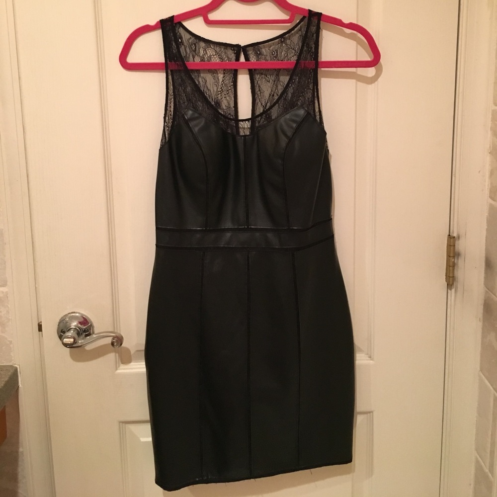 Black Faux Leather Dress