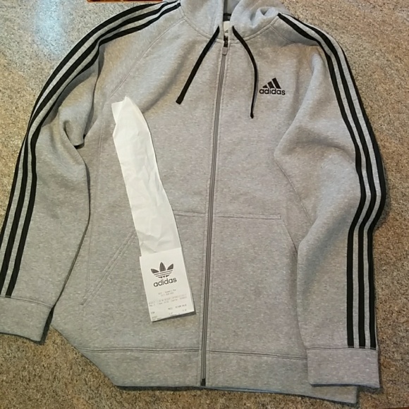 Adidas Essentials Cotton Fleece 3 Stripe Full Zip - Picture 6 of 7