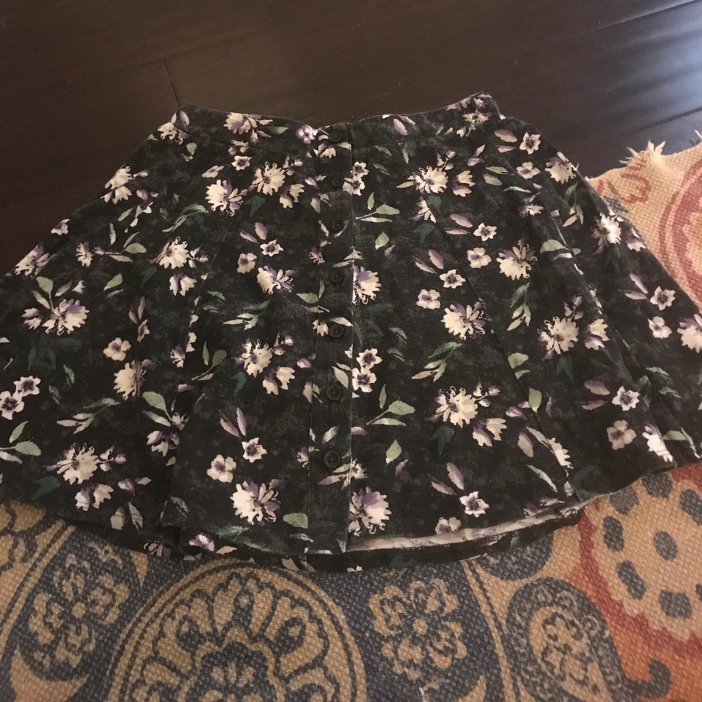 AEO floral button up skater skirt