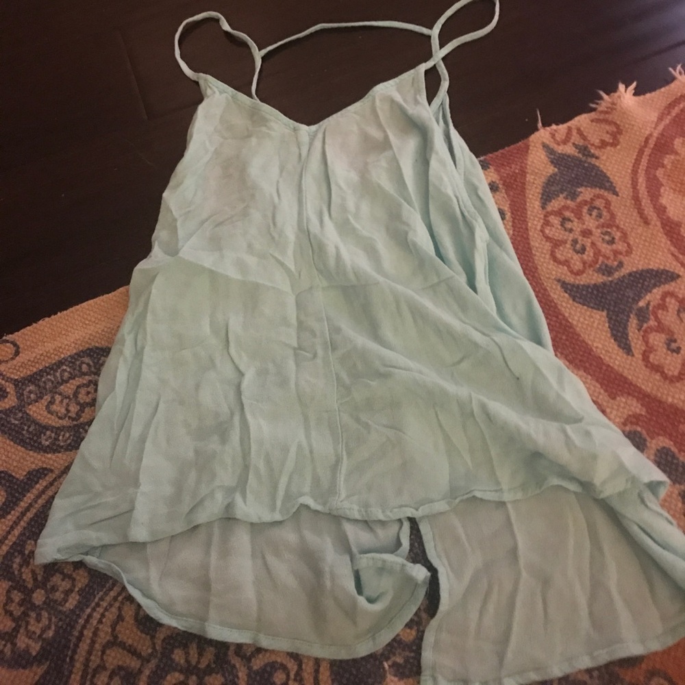 Open back light blue tank