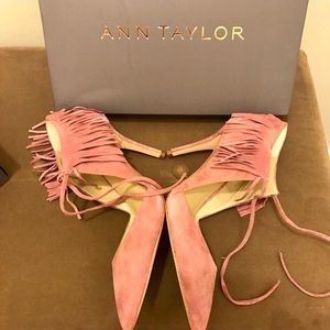 Brand New Ann Taylor suede fringe pump pink