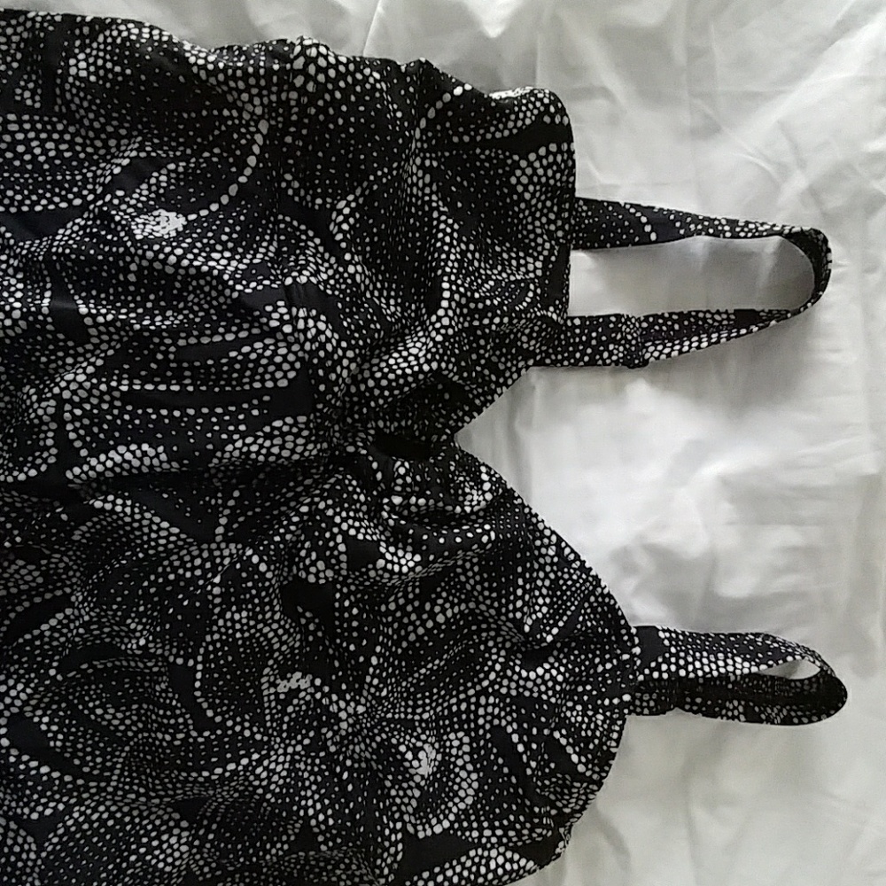 Islander black flower polka dot bathing suit