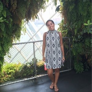 Mock Neck Printed Dress