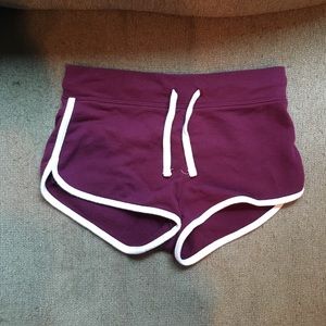 Maroon with white cotton shorts for girls
