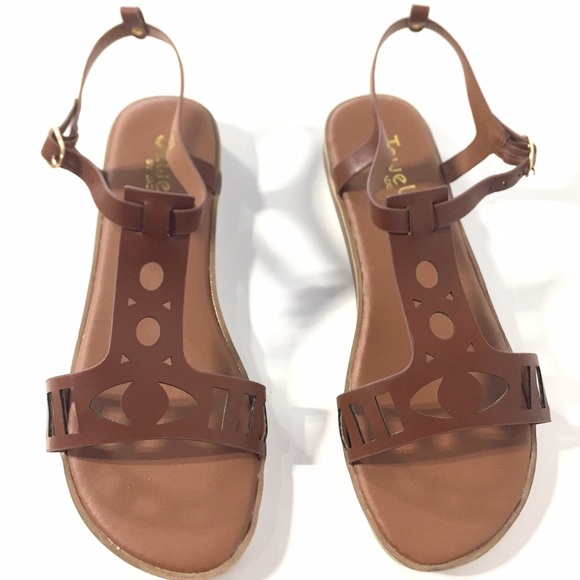 Cognac Sandals Wide Width Sandals Brown Sandals - Picture 1 of 3