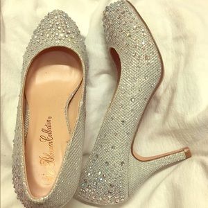 Silver Sparkly Rhinestone Heels
