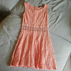 Lace Mini Dress in Coral! Beautiful and delicate