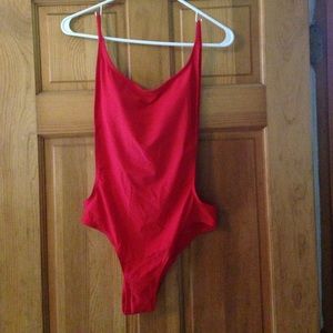 Red one piece swimsuit