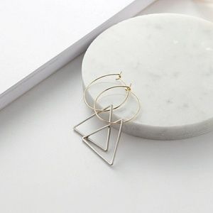 Geometric Dangling Earrings || two-tone