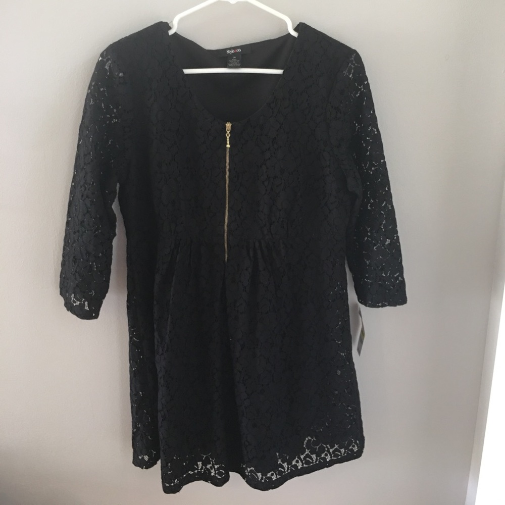 Black lace babydoll dress. NWT
