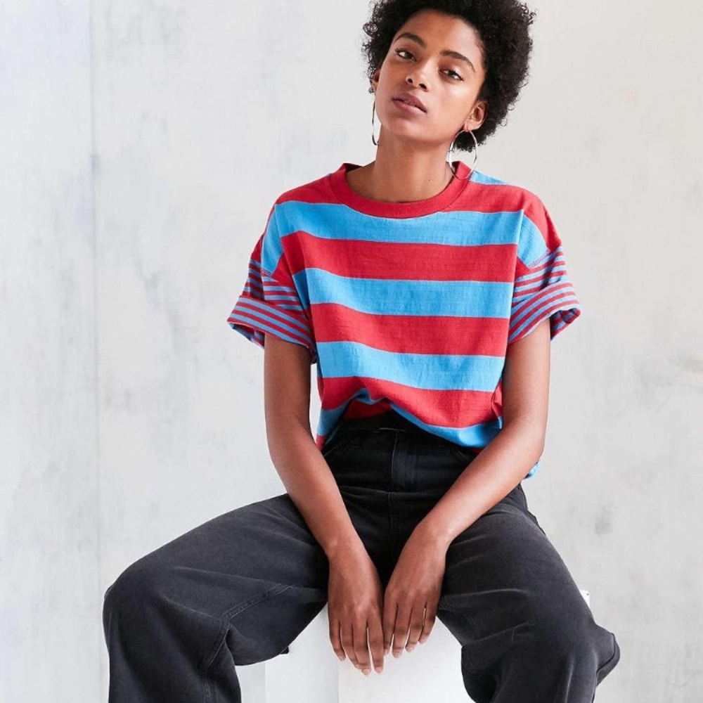 ISO BDG OVERSIZED BOSTON STRIPED RINGER TEE