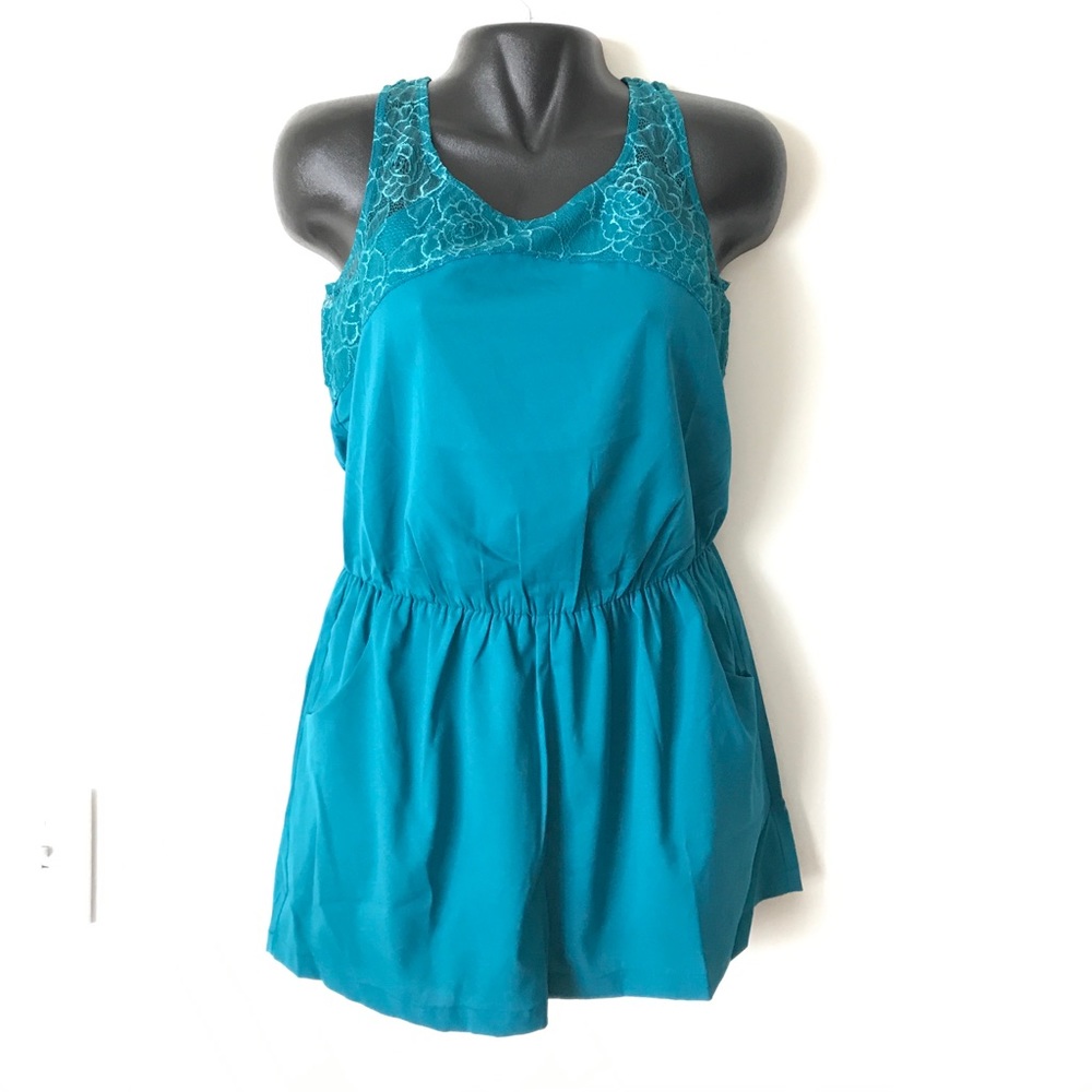 Turquoise Top Lace Romper