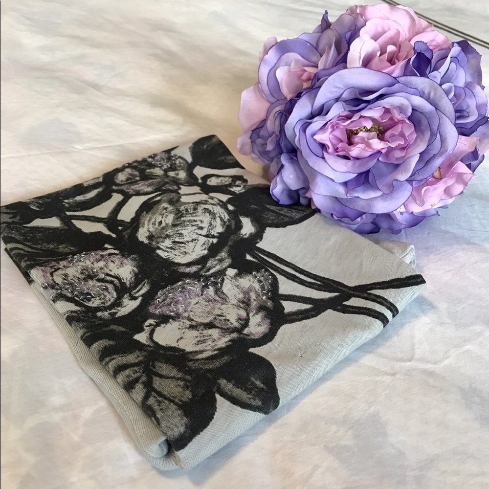 J.Crew Grey floral print tee Small