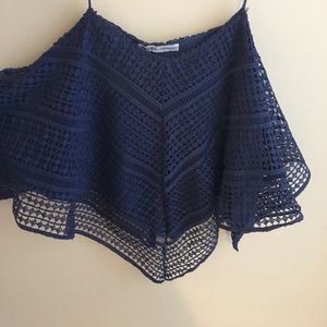 Zara navy blue crop top