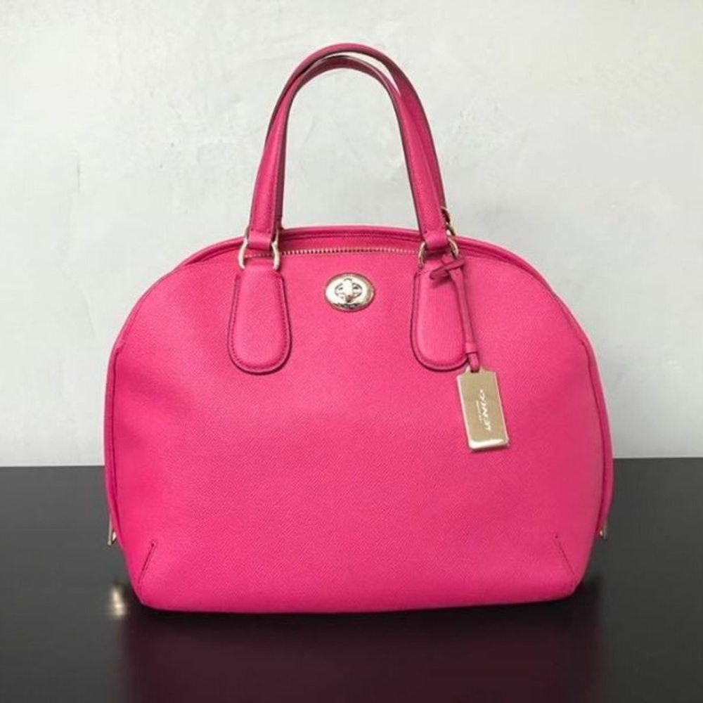 Coach Prince Street Satchel Pink Pebble Leather