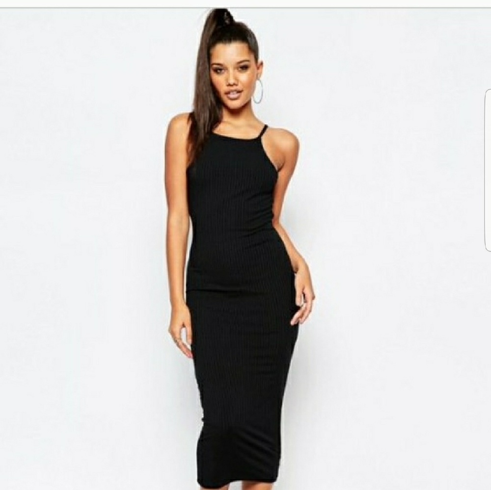 Missguided ribbed pencil dress