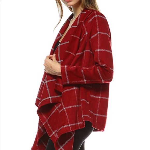 ✨ 1 LARGE LEFT ✨ Plaid Waterfall Cardigan Jacket - Picture 2 of 5