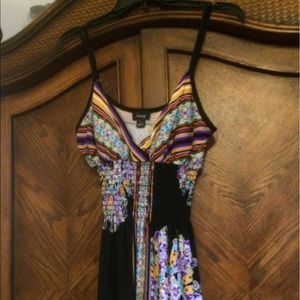 Casual black maxi dress with multicolor printed
