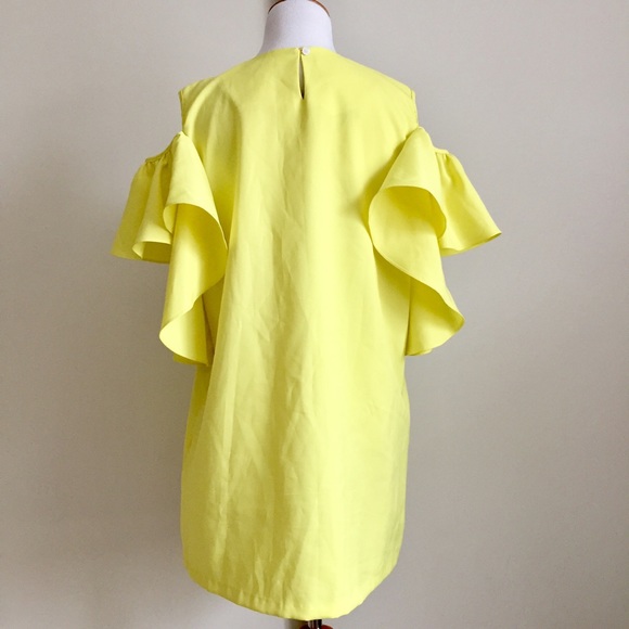 [EP&HP!] Yellow Cold Shoulder Ruffle Dress - Picture 4 of 4