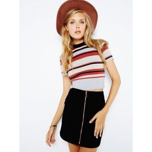 NWT MINKPINK Feelin It Suede A-Line Mini Skirt