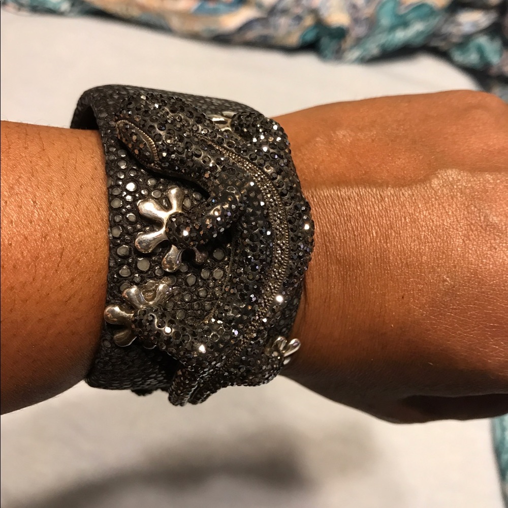 Sterling Silver and Marcasite leather Cuff