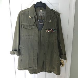 Zara Olive Military Jacket w/ Jewels