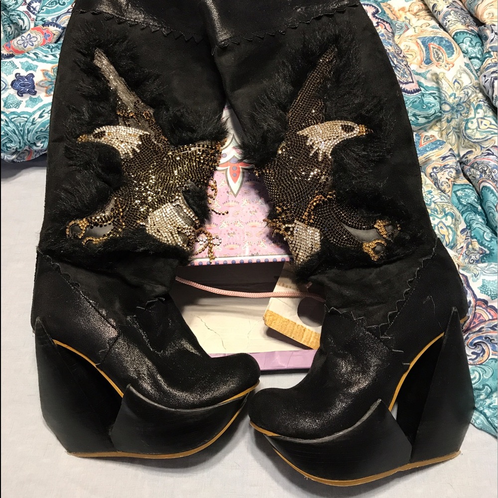 Irregular Choice Brand Swarovski detailed boots