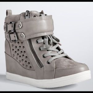 New Torrid Gray Stud Wedge Sneakers