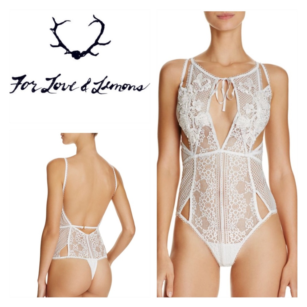 For Love & Lemons 'Bordeaux' Lace Bodysuit