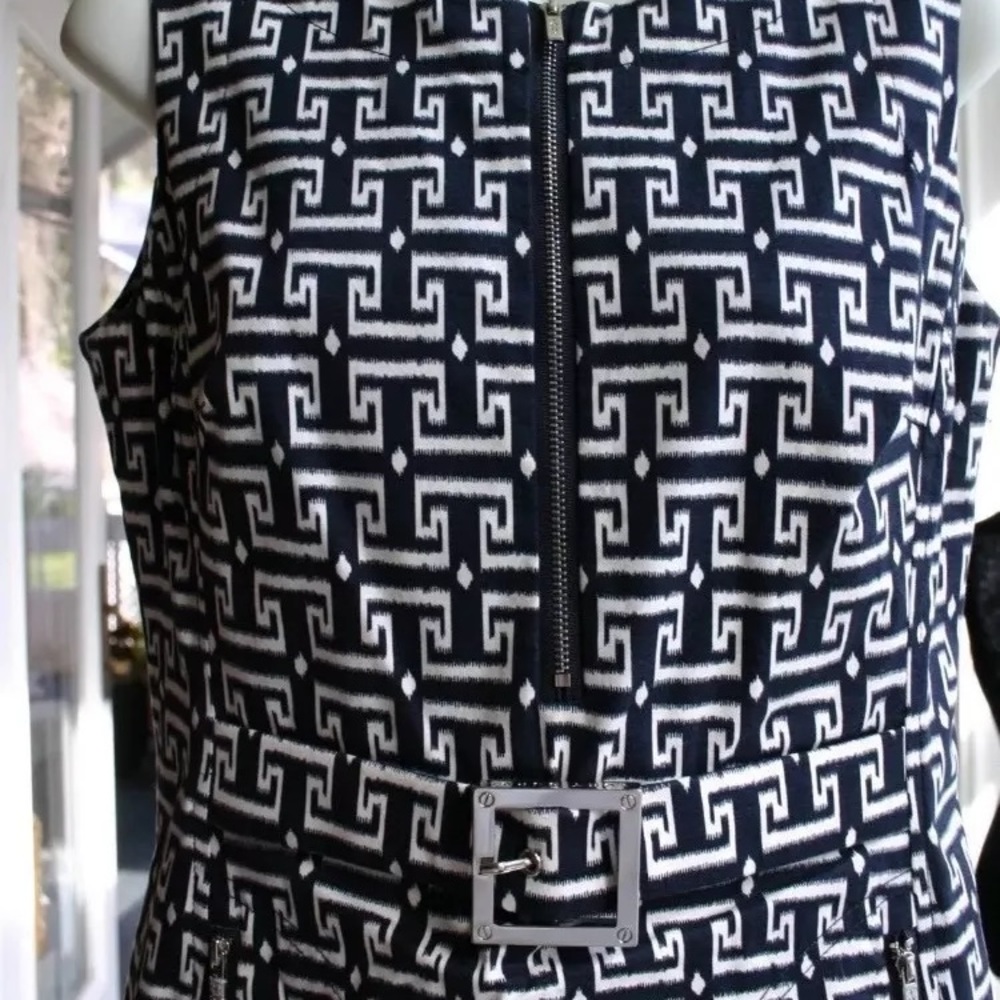 Navy & White Tory Burch LOGO Dress