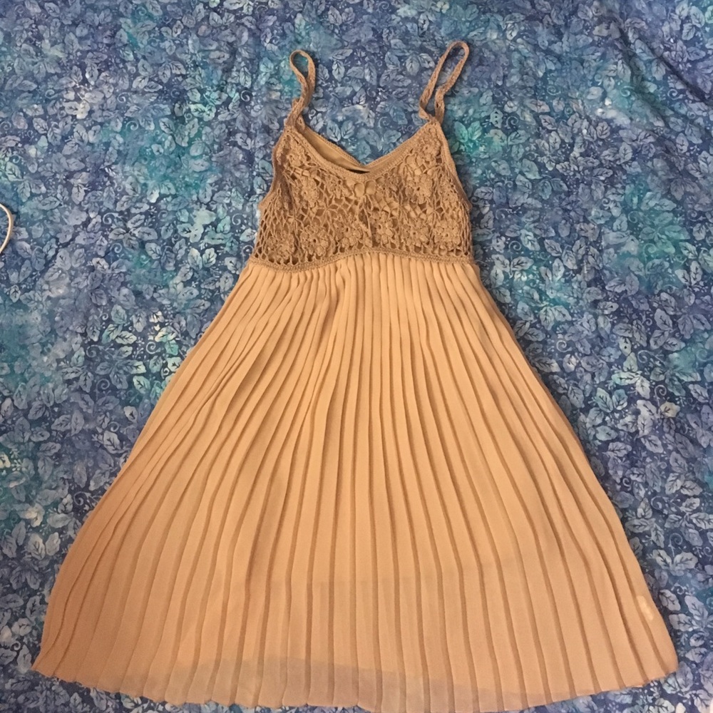 Medium Teen Vogue Tan Pleated and Crotched  dress