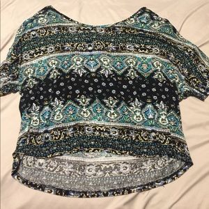 Black and teal cotton top