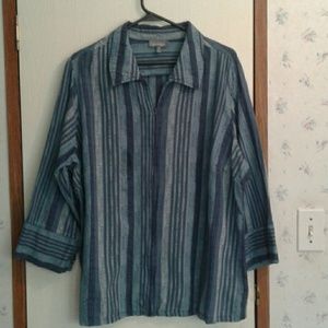 ๐ฌEssentials Blue Zipper Front Lightweight Blouse