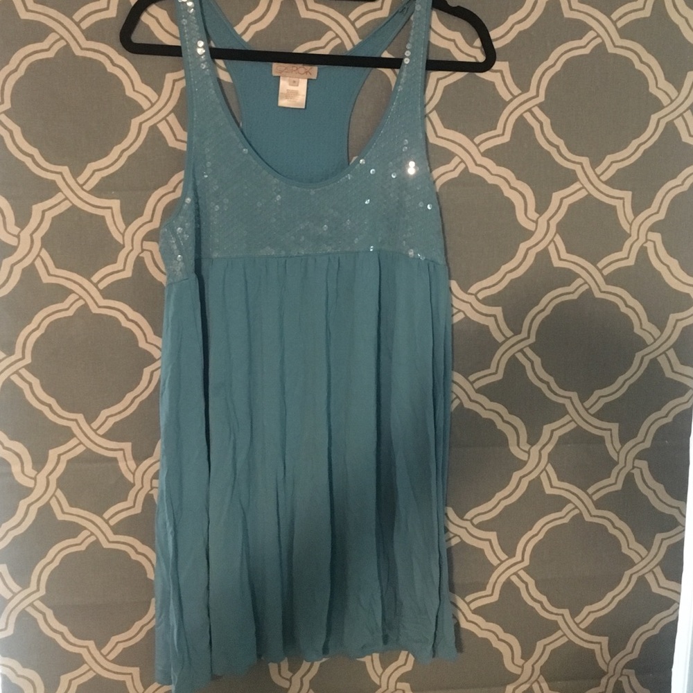 La Rok turquoise sequin party dress