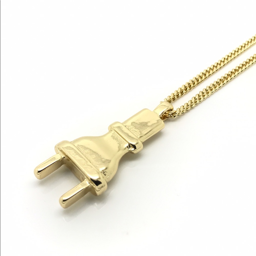 14k Gold Finish Hiphop Plug Charm With Cuban Chain