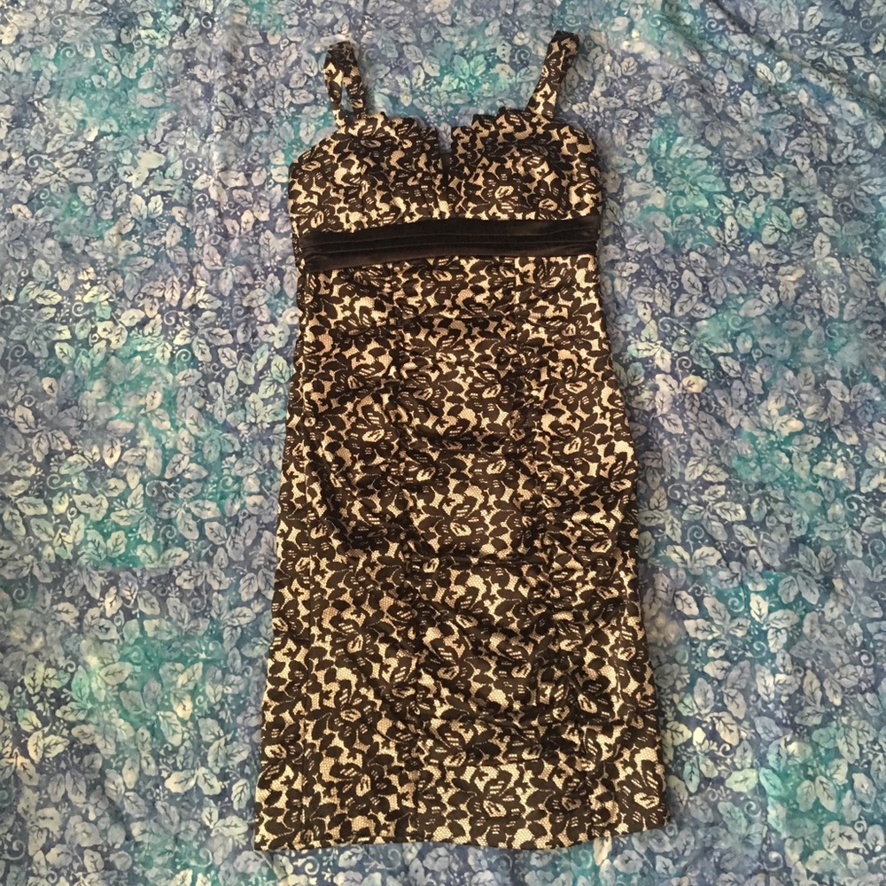 Black and Silver Ruched Cocktail Dress