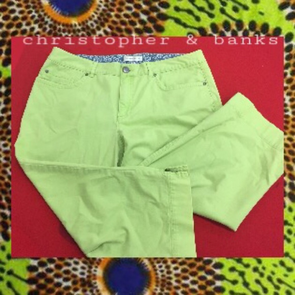 Christopher & Banks Capri cropped denim lime green