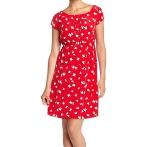 Old Navy Red Dress with White Birds