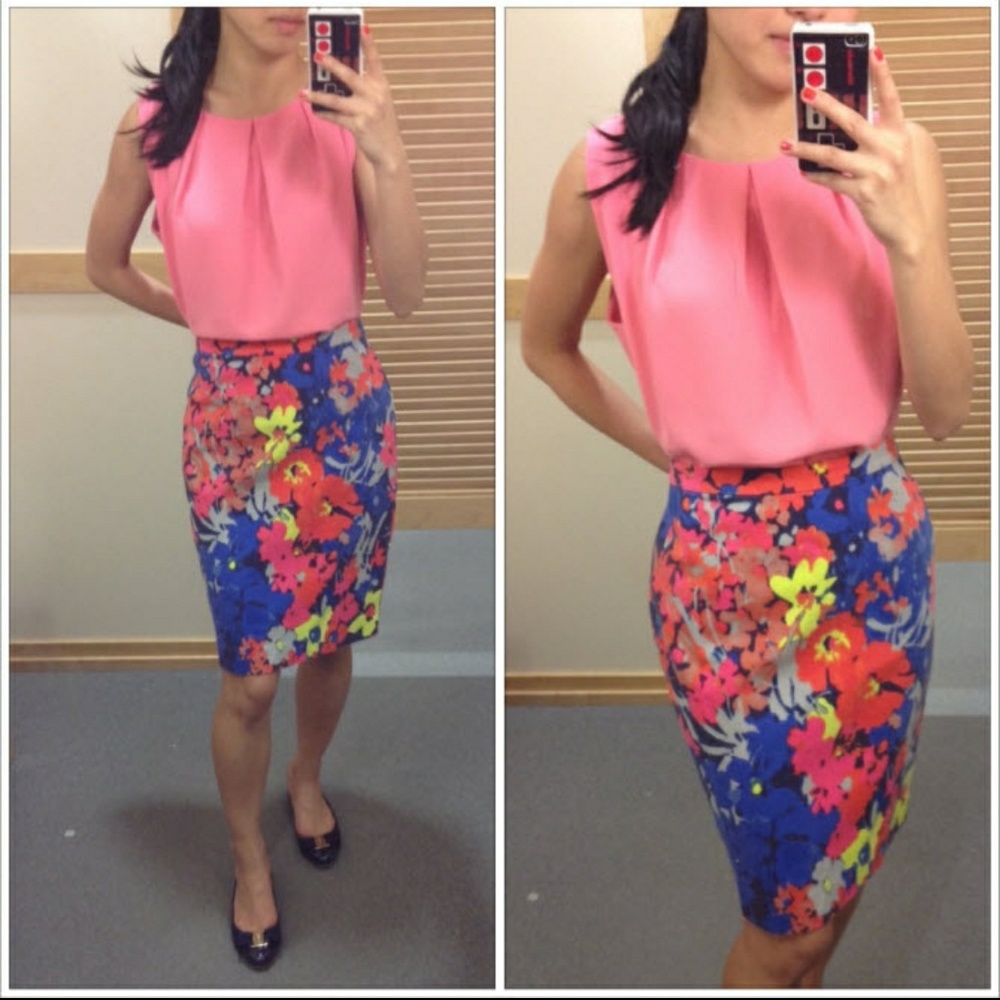 LOFT FLORAL PENCIL SKIRT