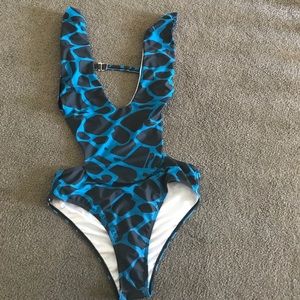 Brand New Blue/Black One-piece Bathing-suit