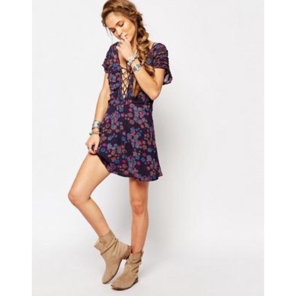 🎉2X HP🎉 Free People Lace Up Floral Mini Dress - Picture 14 of 14