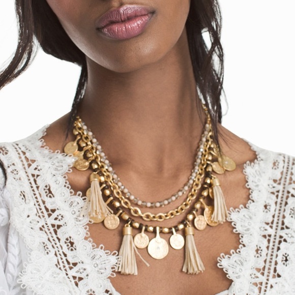 Beautiful multi chain coin tassel choker necklace - Picture 2 of 2