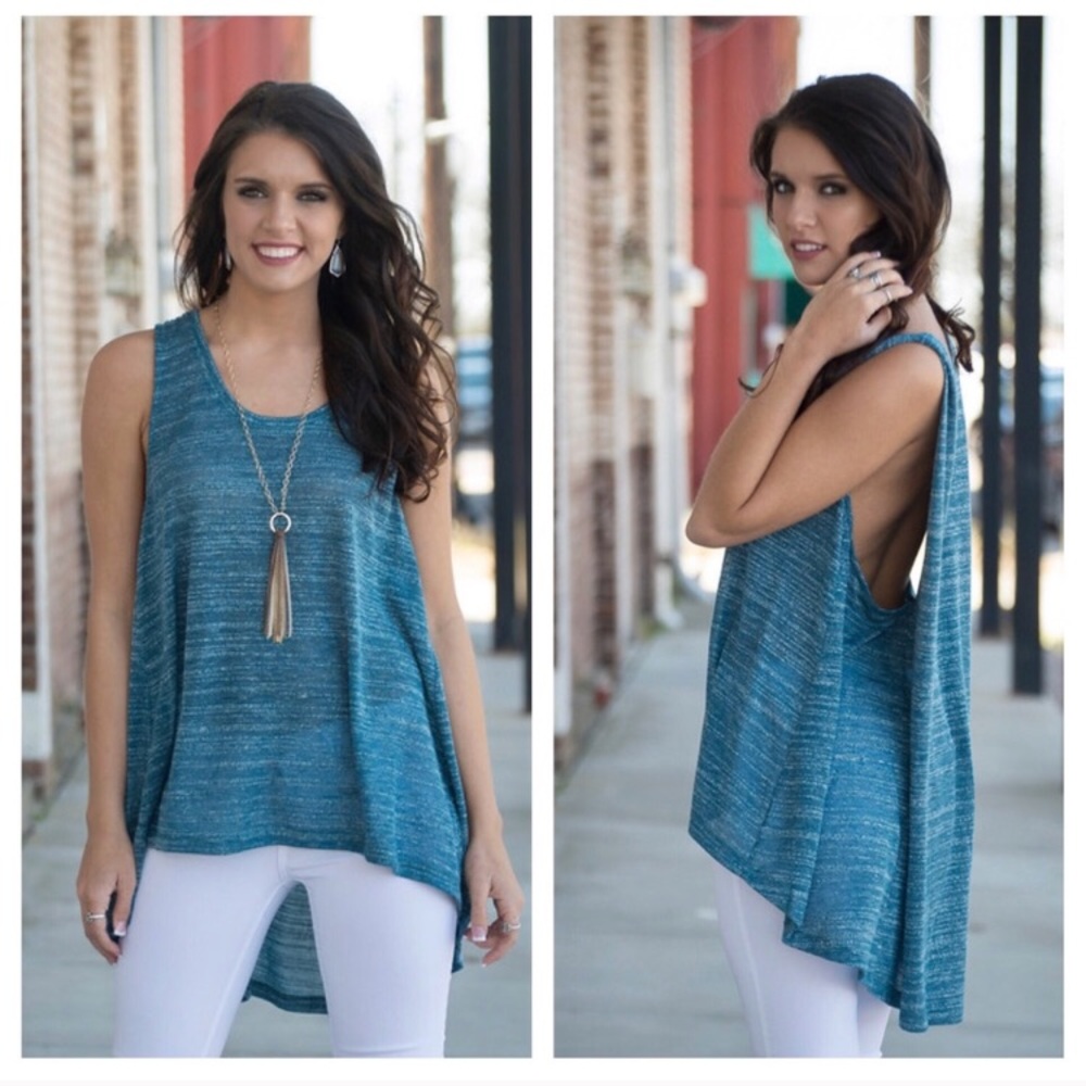 🆕2 LEFT!! 🎉Sea Blue Cape Back Tunic - Picture 3 of 6