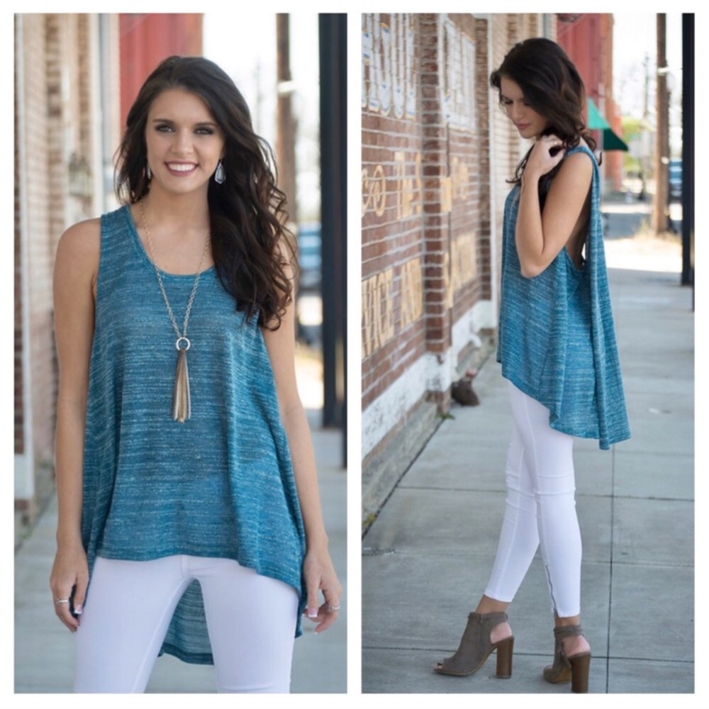 🆕2 LEFT!! 🎉Sea Blue Cape Back Tunic - Picture 1 of 6