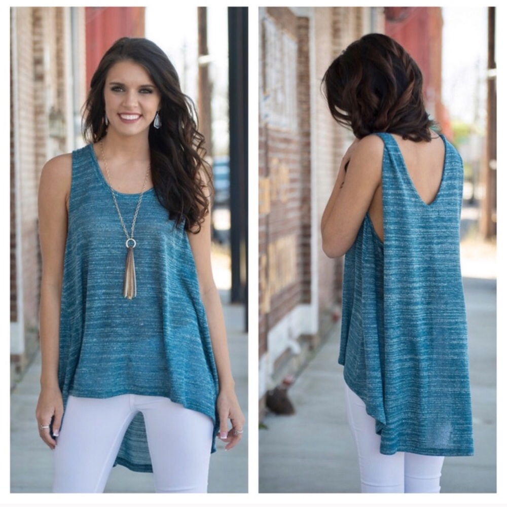 🆕2 LEFT!! 🎉Sea Blue Cape Back Tunic - Picture 2 of 6