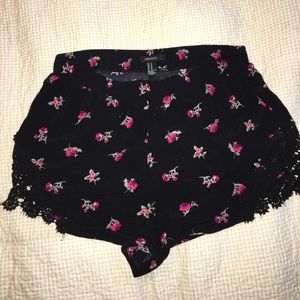 Black floral shorts-- juniors or ladies