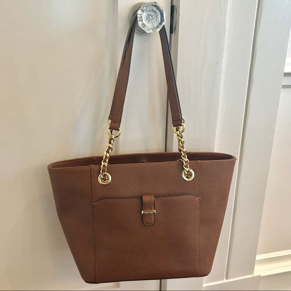 Calvin Klein Cognac & Gold chain Bag