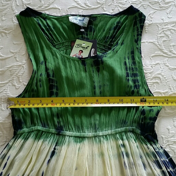 Green ombre tie-dye summer sleeveless dress - Picture 2 of 5